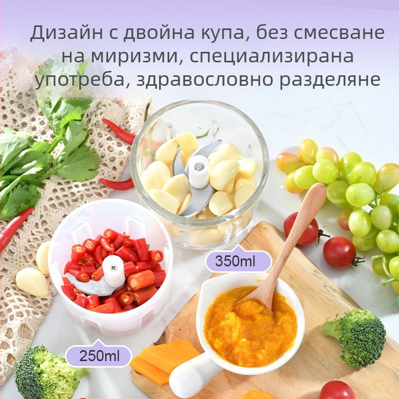 Kraft Stars Безжичен електрически чесън-машер с 6+ лопасти, >40 000 об./мин, капацитет под 1 л, дистанционно управление