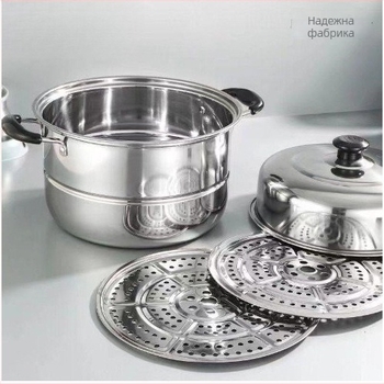 Пароварник от 201 неръждаема стомана, титанов дъно, 1-слоен, подходящ за газова печка