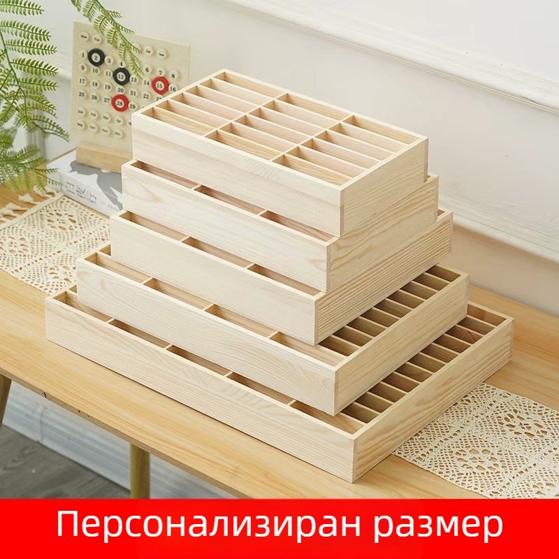Дървена кутия за съхранение на визитки за рецепцията — модерен минималистичен стил, органайзер за карти на бюрото и стойка за телефон