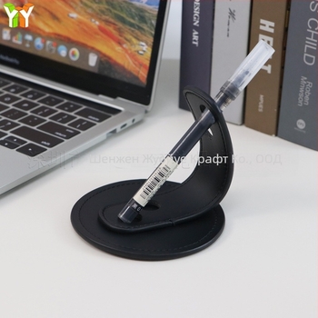 PU кожен настолен държач за писалка, креативен бюроорганайзер, печат на лого по заявка, персонализиран бизнес подарък