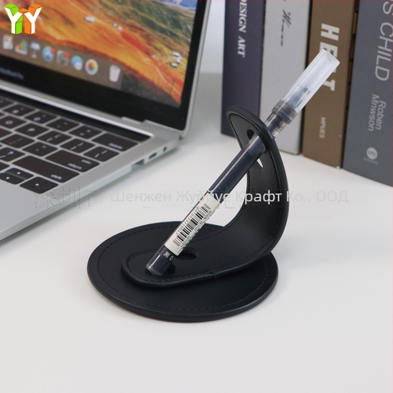 PU кожен настолен държач за писалка, креативен бюроорганайзер, печат на лого по заявка, персонализиран бизнес подарък