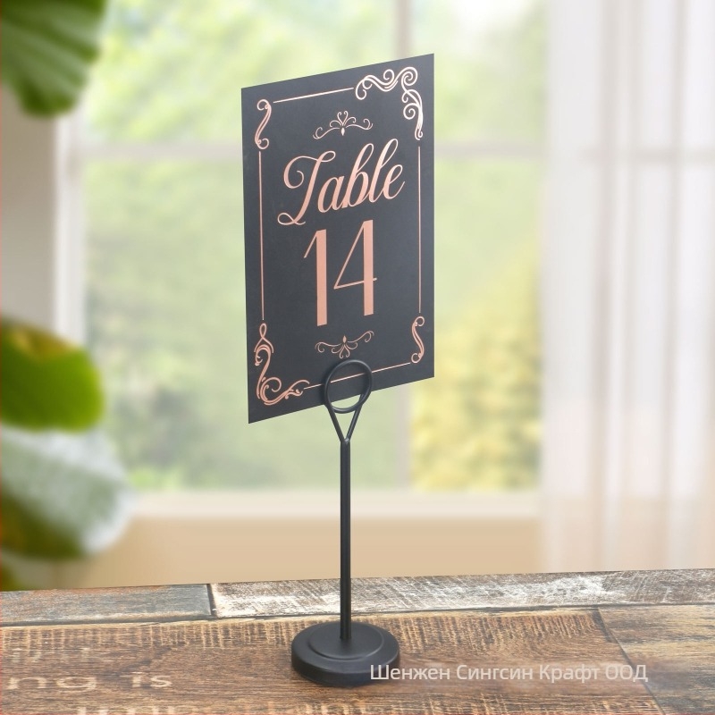 Държач за визитки и меню от неръждаема стомана, модел 2356, еднослоен, геометрична форма, вместимост 50 карти, възможност за печат на лого