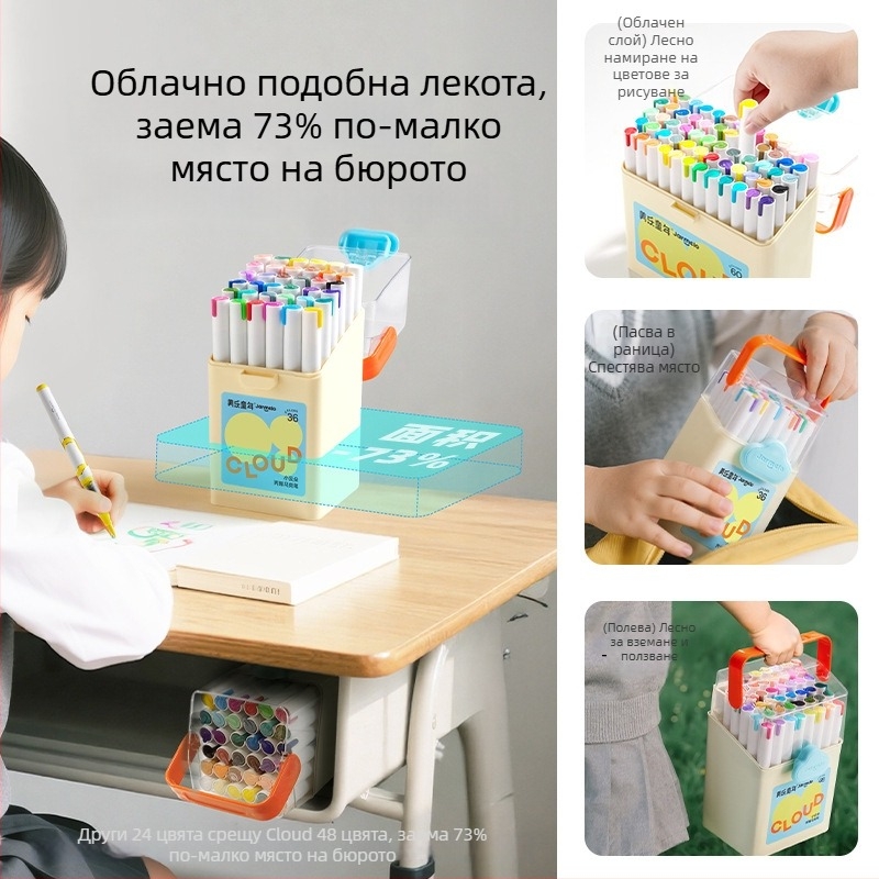 Meile Childhood – Течен акрилен маркер за деца, 24 цвята за презареждане, основна опаковка