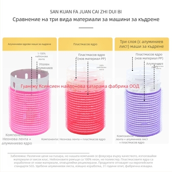 Самозалепващ ролер за коса за челки — Тип: самозалепващ ролер; Материал: найлон + алуминиево фолио + нов пластмасов корпус; Марка: Xinxie curling barrel; Продуктово име: Ролер за челки с къдрици