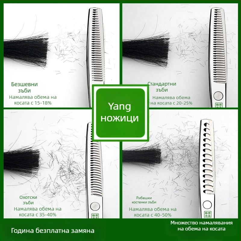 Yang ножици за коса – професионален комплект разреждащи ножици за подстригване с плоски зъби, остри ножове