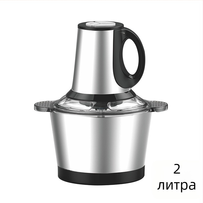 Домашна електрическа месомелачка, капацитет 5 L, 5 скорости, корпус и съд от неръждаема стомана, 40 000 RPM, мултифункционален кухненски процесор