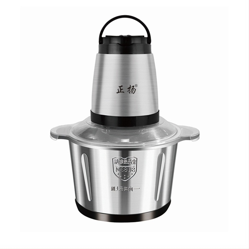 Домашна електрическа месомелачка, капацитет 5 L, 5 скорости, корпус и съд от неръждаема стомана, 40 000 RPM, мултифункционален кухненски процесор