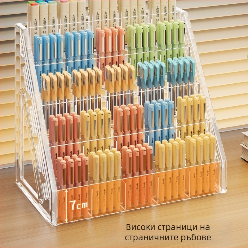 Десктоп държач за писалки и маркери, кутия за съхранение, PET материал, пет нива с 25 отделения, модел 2361769227216226048