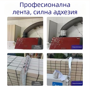 Лента за уплътняване на тръбопроводи от алуминиево фолио с горещо стопяемо лепило, дебелина 0.12 мм, температурен диапазон 0–70 °C, за тръбопроводи