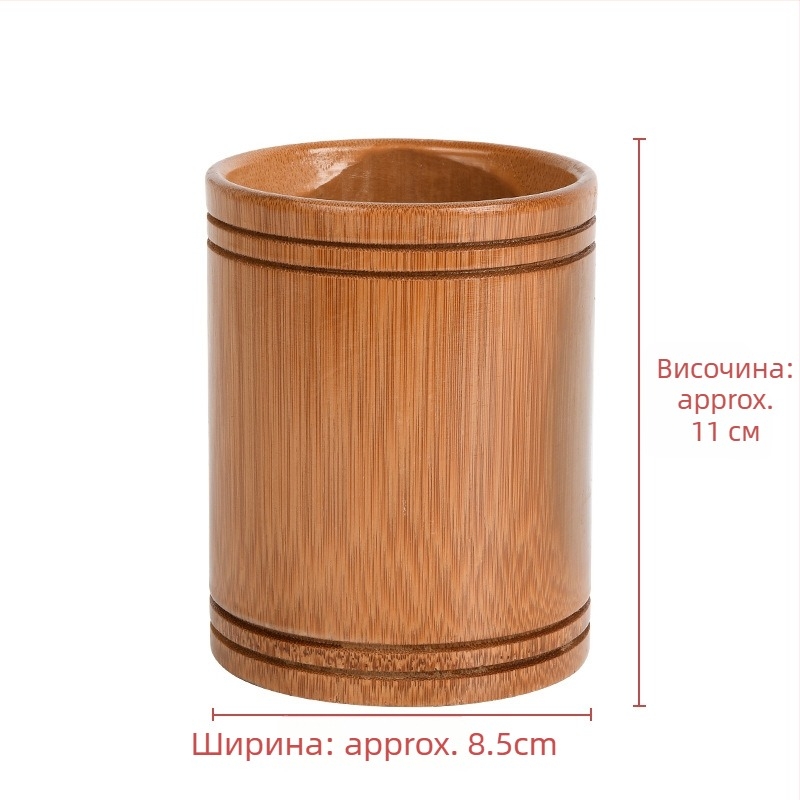 Кръгъл бамбуков държач за писалка - настолен организатор, многофункционален, голям капацитет
