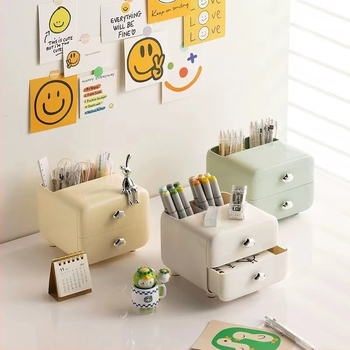 Органайзер за бюро с чекмедже, крем стил дизайн, PET ABS, 2L капацитет, модел LK-SN017