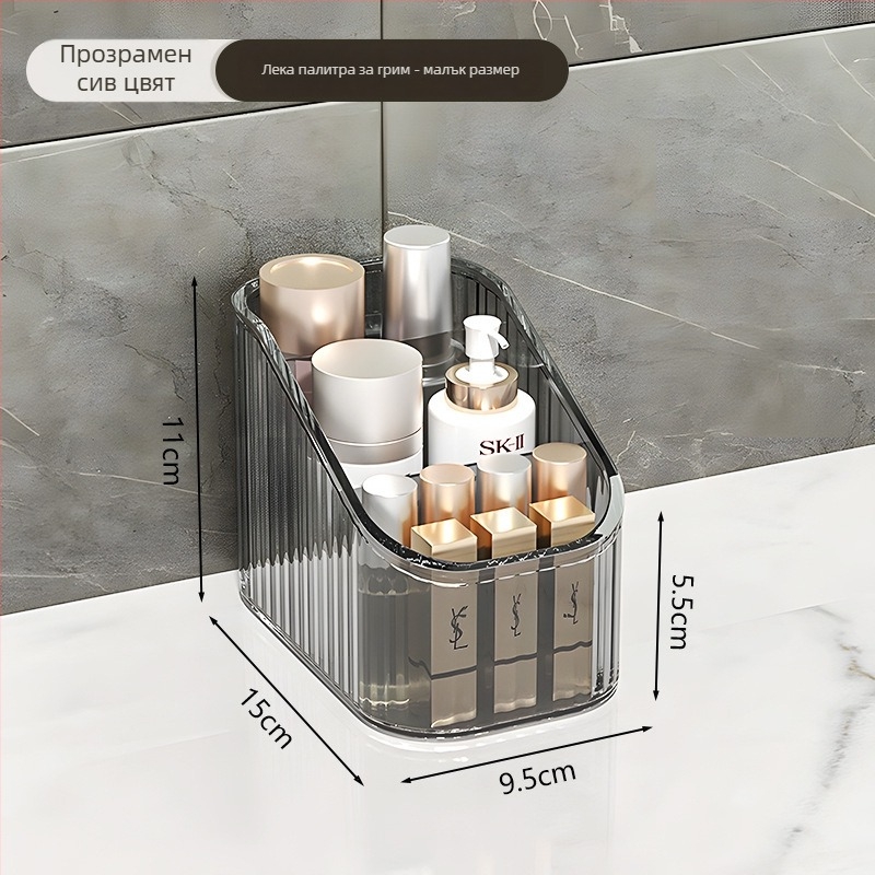 Акрилна кутия за съхранение с разделители, настолен органайзер, стил лайт лукс, ивици