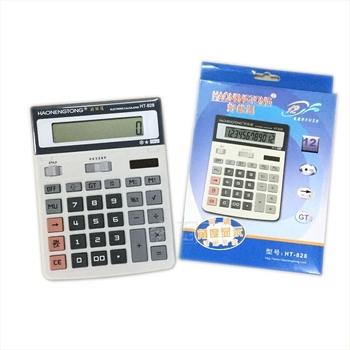 HY-828 аритметичен калкулатор, 12-цифрен дисплей, захранван с бутонна батерия