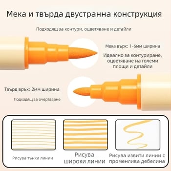 Двустранна акрилна маркерна писалка, кръгла глава, за каракули и графити (Двустранна, Акрилна, Водоустойчива, Бързосъхнеща)