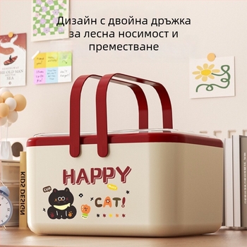 Десктоп органайзер за съхранение, сладък карикатурен дизайн, кутия за писалки с разделители, капацитет 2 л, материал PP+PS+PET, модерен минималистичен стил, възможен печат на лого