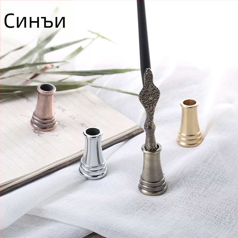 Държач за писалки – метален, европейски ретро стил, 3D дизайн за дип писалка, марка Round