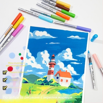 Touchmark директни течни акрилни маркери в чанта за моливи от оксфорд плат – мастило 2.4 g