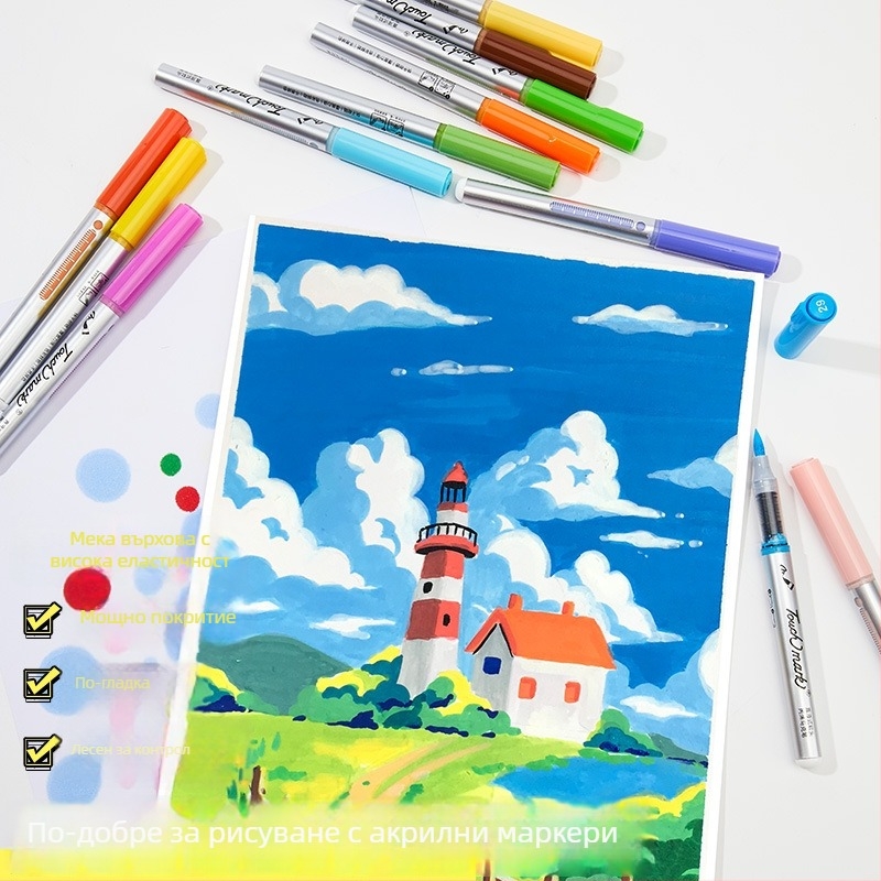 Touchmark директни течни акрилни маркери в чанта за моливи от оксфорд плат – мастило 2.4 g