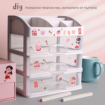 Държач за химикалки и органайзер за бюро — квадратен пластмасов, наклонен дизайн, скандинавски минимализъм, за ученическо бюро