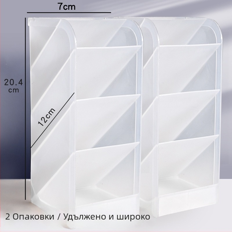 Държач за химикалки и органайзер за бюро — квадратен пластмасов, наклонен дизайн, скандинавски минимализъм, за ученическо бюро