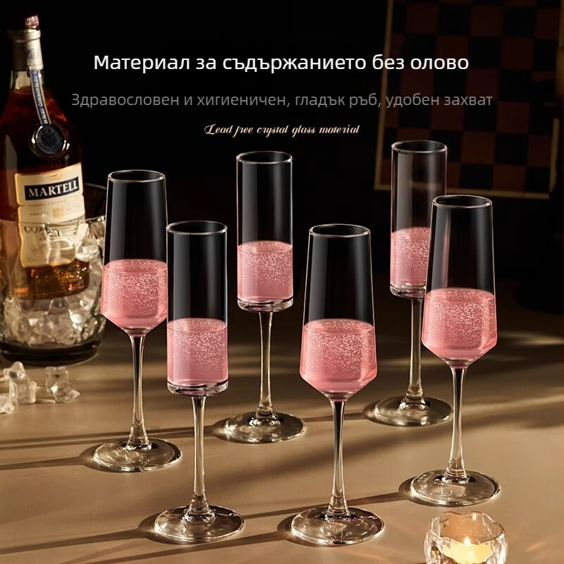 Комплект чаши за шампанско от стъкло, капацитет 1000 ml+, подаръчна кутия, дизайн със зодиака.