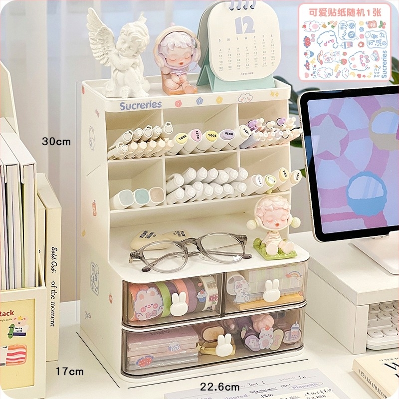 Десктоп държач за моливи, многофункционален органайзер за учебна маса, детска кутия за съхранение за ученици, пластмасова кутия за съхранение, персонален подарък