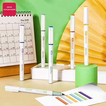 Deli S745 флуоресцентен маркер с шест меки върха, пластмасов корпус, кутия, модел S745, спецификации 288/24