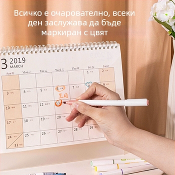 Deli S745 флуоресцентен маркер с шест меки върха, пластмасов корпус, кутия, модел S745, спецификации 288/24
