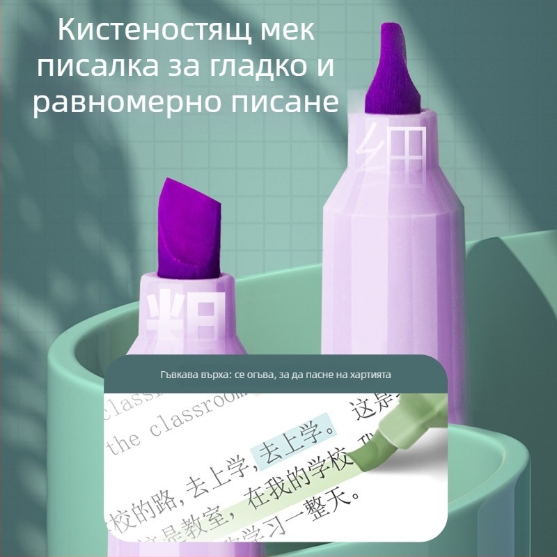 Deli S745 флуоресцентен маркер с шест меки върха, пластмасов корпус, кутия, модел S745, спецификации 288/24