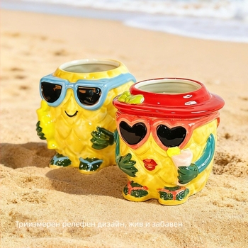 Pengzhi керамична коктейлна чаша Hawaiian Mai Tai, мотив на разцъфтяване, 301-400 мл