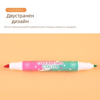 Двоен връх, 6-цветен флуоресцентен маркер за ученици – за подчертаване и водене на дневник