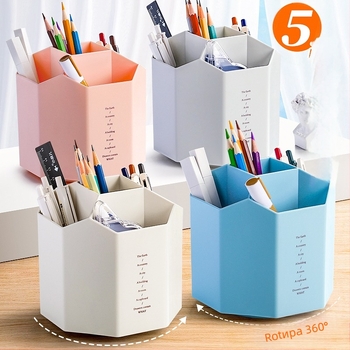 Въртящ се органайзер за писалки, шестоъгълен дизайн, ABS материал, модел FZ-2469-5M