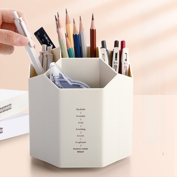 Въртящ се органайзер за писалки, шестоъгълен дизайн, ABS материал, модел FZ-2469-5M