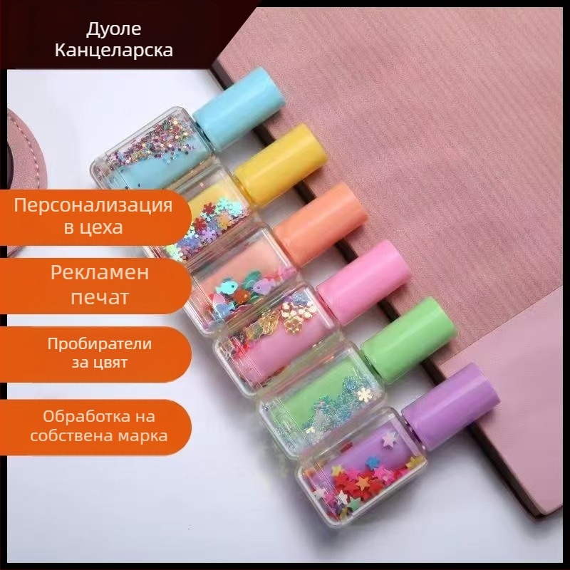 DL маркер за лак за нокти - комплект, пластмасов корпус, единична OPP опаковка, печат на лого, персонализация налична