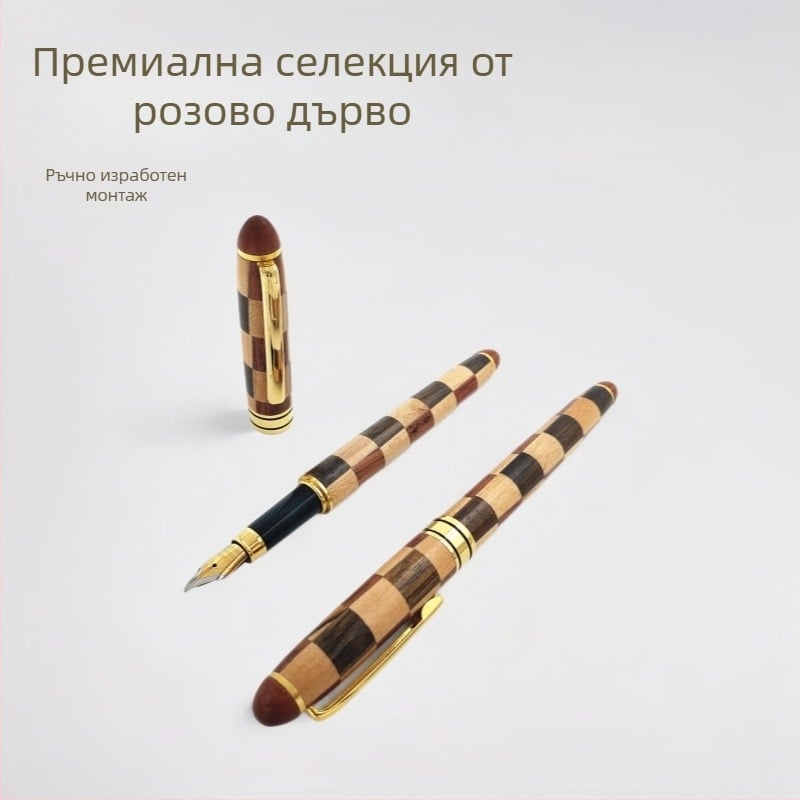 Дървена калиграфска писалка 0,7 мм с иридиев връх, корпус от розово дърво и клен, помпена система за подаване на мастило, модел 4555, подарък за учител