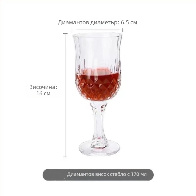 Чаша за вино, кристал, релефен ретро дизайн, стил зодиака, обем 101–200 ml, тегло 60 g