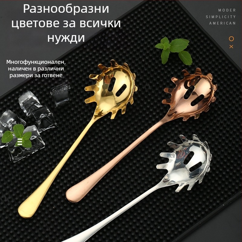 Ледена кофа за бар със сито за лед и комплект лъжички за лед (кубчета и ледени топки)