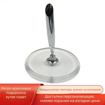 Акрилен въртящ се държач за писалка с кристална основа, европейски ретро стил за перо за мастило