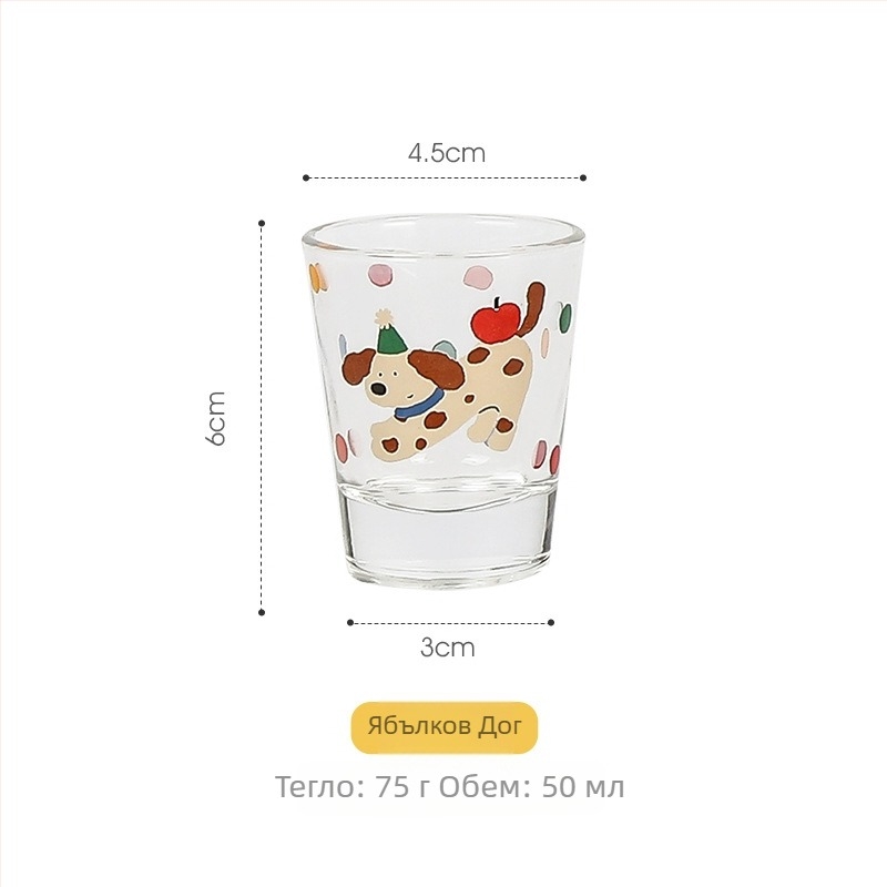 Сет от 4 чаши за soju, сладък стил, стъклен материал, капацитет 1–100 ml, възможност за печат на лого