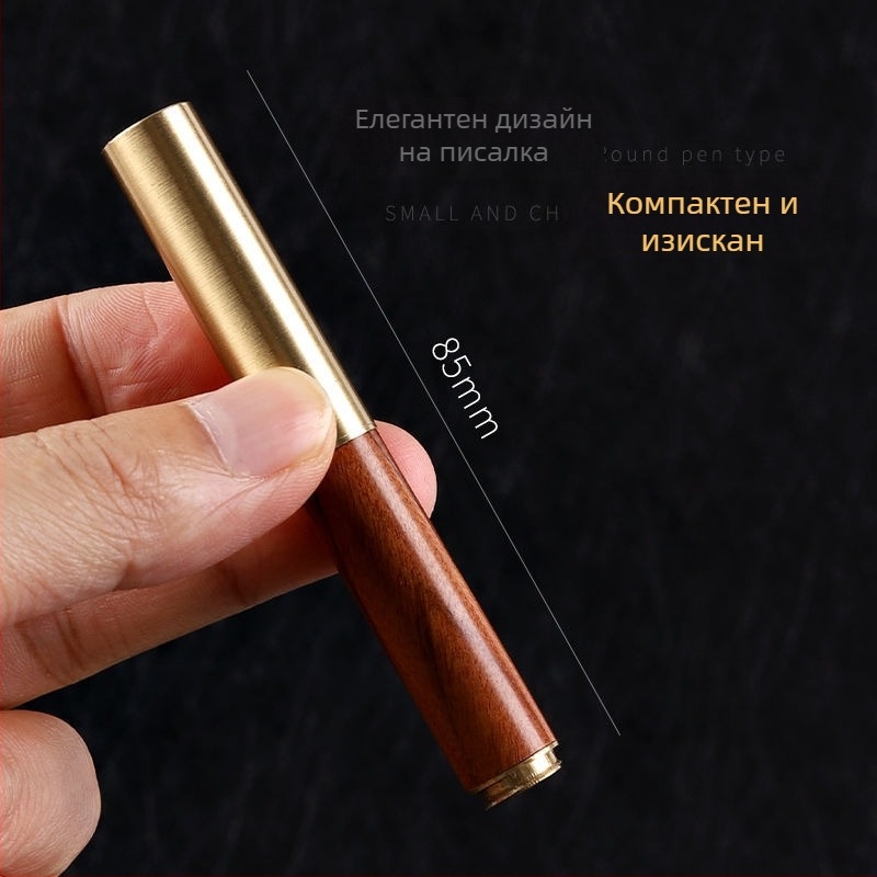 Портативна джобна писалка 0,5 мм, дървен корпус: сандалово дърво и месинг, мини писалка с червено сандалово дърво и ебоново дърво, китайски стил подаръчна писалка с гравиран логотип
