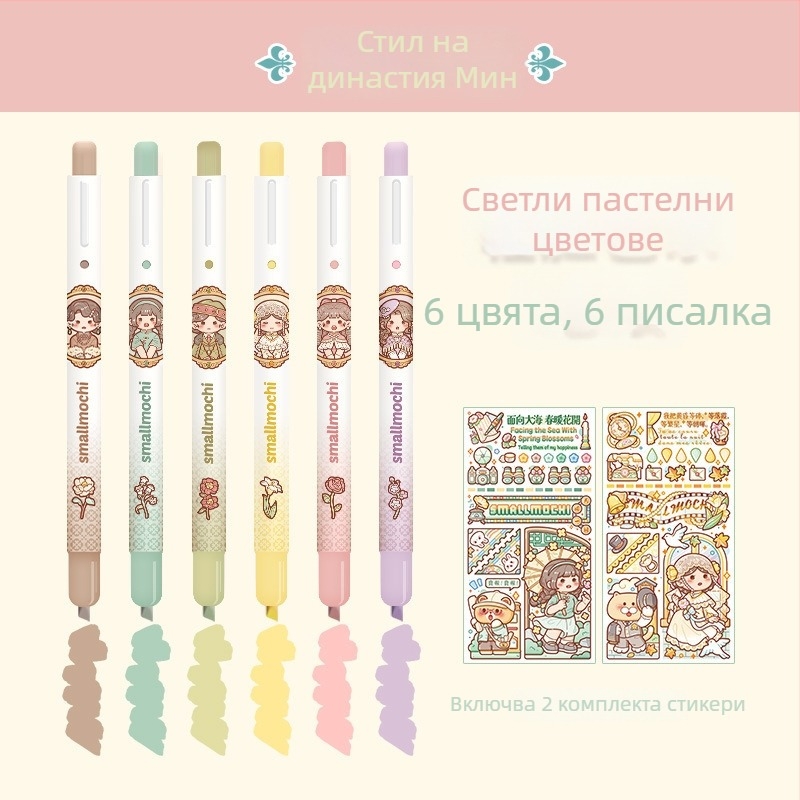 Хайлайтър писалка, Little Mochi, китайски стил, дебела линия, пластмасов корпус