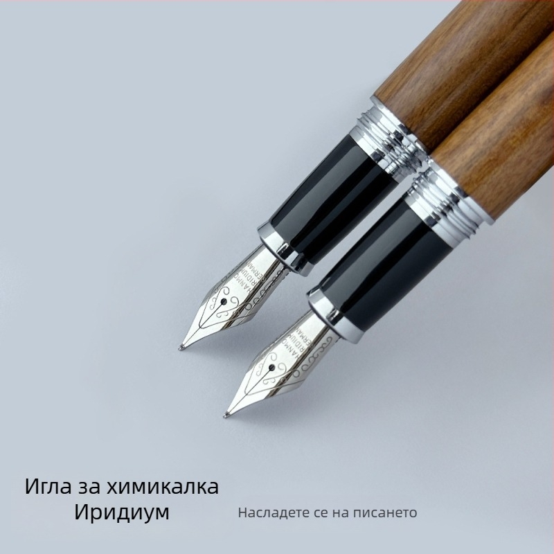 Дървена писалка, модел 3W816, автоматично подаване на мастило, перо 0.5, лазерно гравиране на лого, възможност за персонализация.