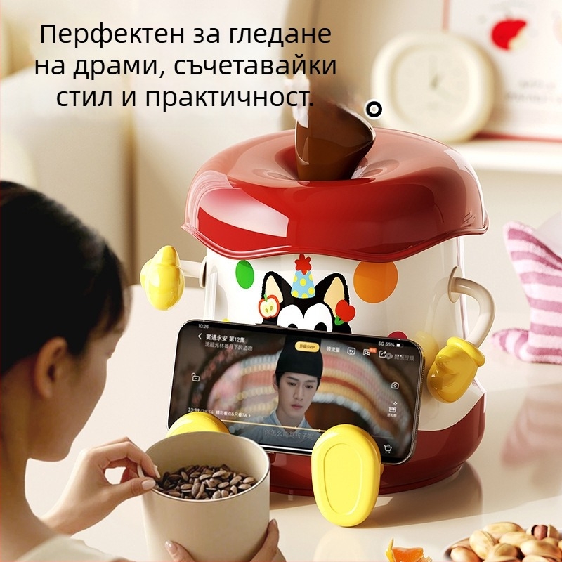 Настолна кутия за съхранение с капак, карикатурен дизайн, PP материал, капацитет 6 л, подходяща за бижута, канцеларски материали и козметика, комплект от 6 броя