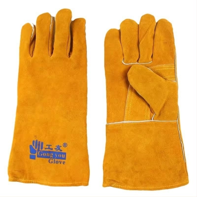 Заваръчни ръкавици – двуслойна говежа кожа с кадифена подплата, износоустойчиви, защита срещу високи температури, дълги маншети, Craftsman