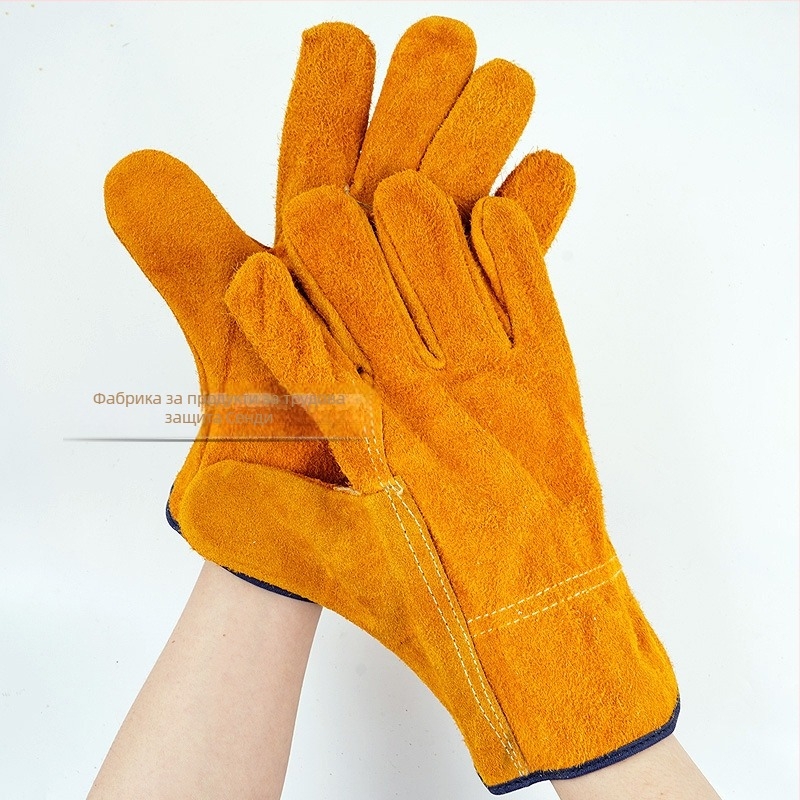 Заваръчни ръкавици – пълна телешка кожа, двуслоен велур, дължина около 25,5 см, заваряване и обработка, Sundy
