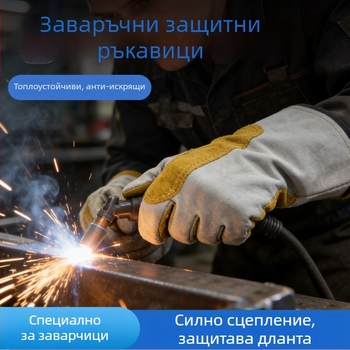 Заваръчни ръкавици от говежда кожа, топлоустойчиви, дълги маншети, изолирани, защита от изгаряния, износоустойчиви, удебелени, за MIG заваряване