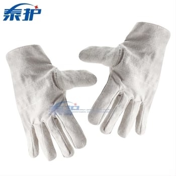Заваръчни ръкавици от платно, двойнослойни, полуобшит вътрешен слой, дължина около 24 см, Taihu