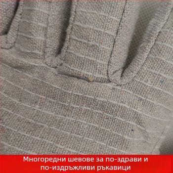 Заваръчни ръкавици от канвас с червени ръбове и бяла длан, 24 шева, двойно покритие, пълно подплатени, удебелени, издръжливи и топлоизолиращи