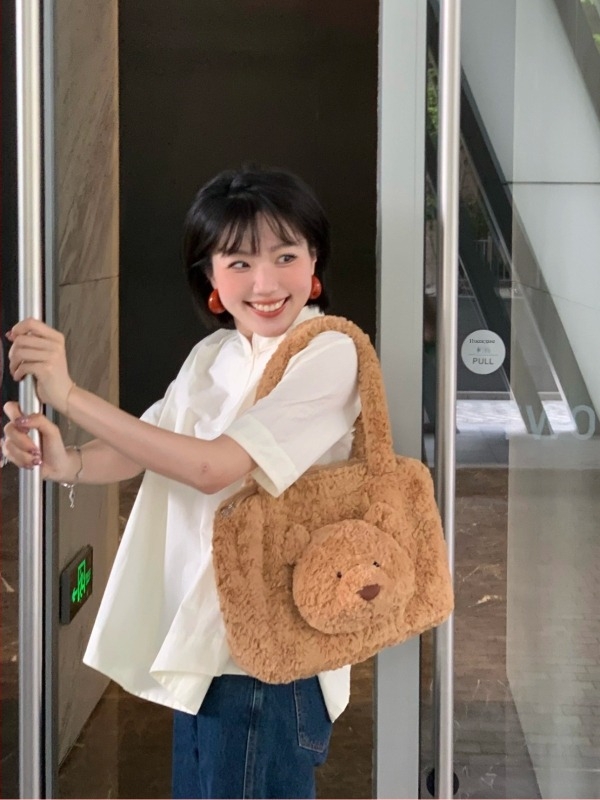 Ежедневна дамска чанта от кадифе с овална форма, цип за затваряне и джоб с цип