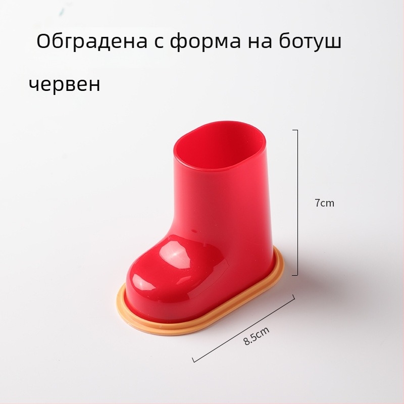 Настолен органайзер за четки за грим и моливи – ABS материал, кръгла форма, модел Small Boot, с лого